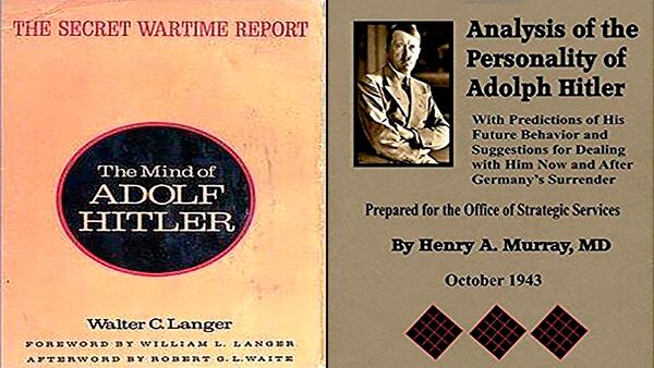 “The Mind Of Adolf Hitler” (La mente de Adolf Hitler) del psicoanalista Walter C. Langer (izquierda) y el informe del psicoanalista Henry A. Murray de octubre 1943 (derecha)