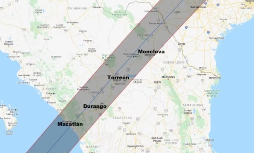 Mapa Eclipse 2024 México 18 febrero 2024