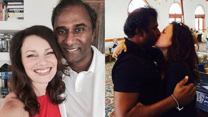 Fran Drescher y Shiva Ayyadurai, su última pareja conocida. 