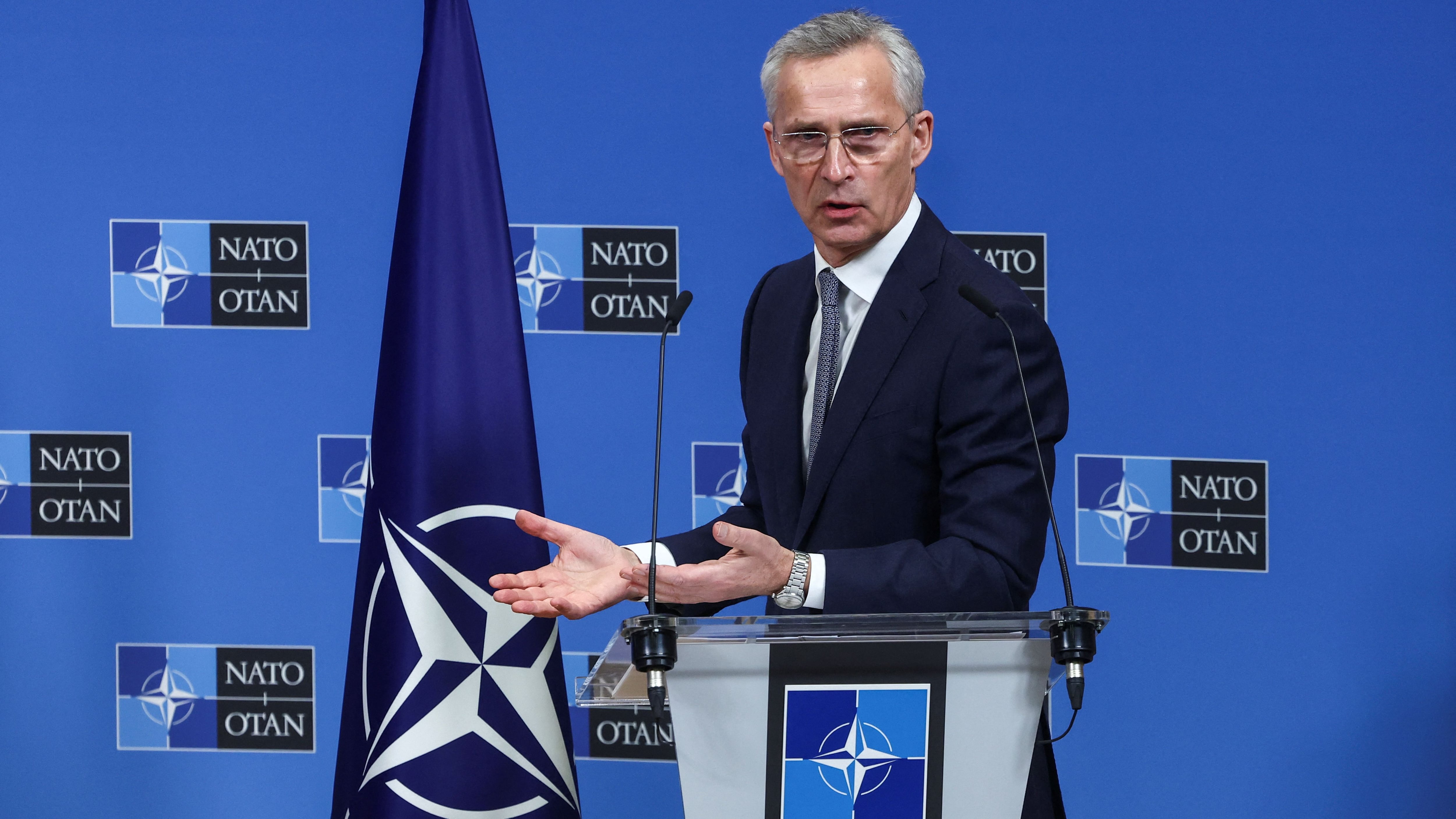 NATO Secretary-General Stoltenberg holds a press conference with the Prime Ministers of the Czech Republic, Denmark and the Netherlands in Brussels
