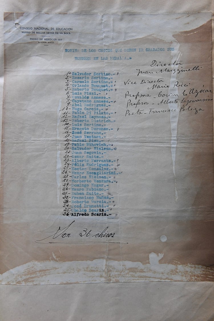 La lista de los niños “héroes” en los documentos del Museo