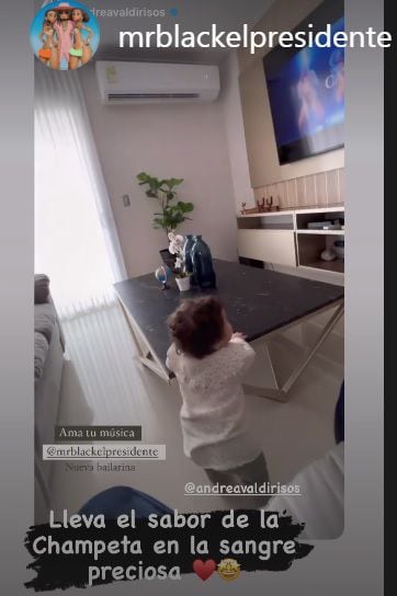 布莱克先生回应了安德里亚·瓦尔迪里(Andrea Valdiri)关于女儿跳舞 “加泰罗尼亚” 的帖子。照片:Instagram 故事 @mrblackelpresidente