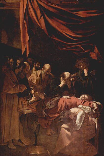 "La muerte de la virgen" (1604–1606), Caravaggio , en el Museo del Louvre