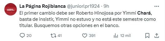 El futbolista colombiano Yimmi Chará está en el medio de la crítica por parte de los hinchas de Junior de Barranquilla - crédito Redes sociales