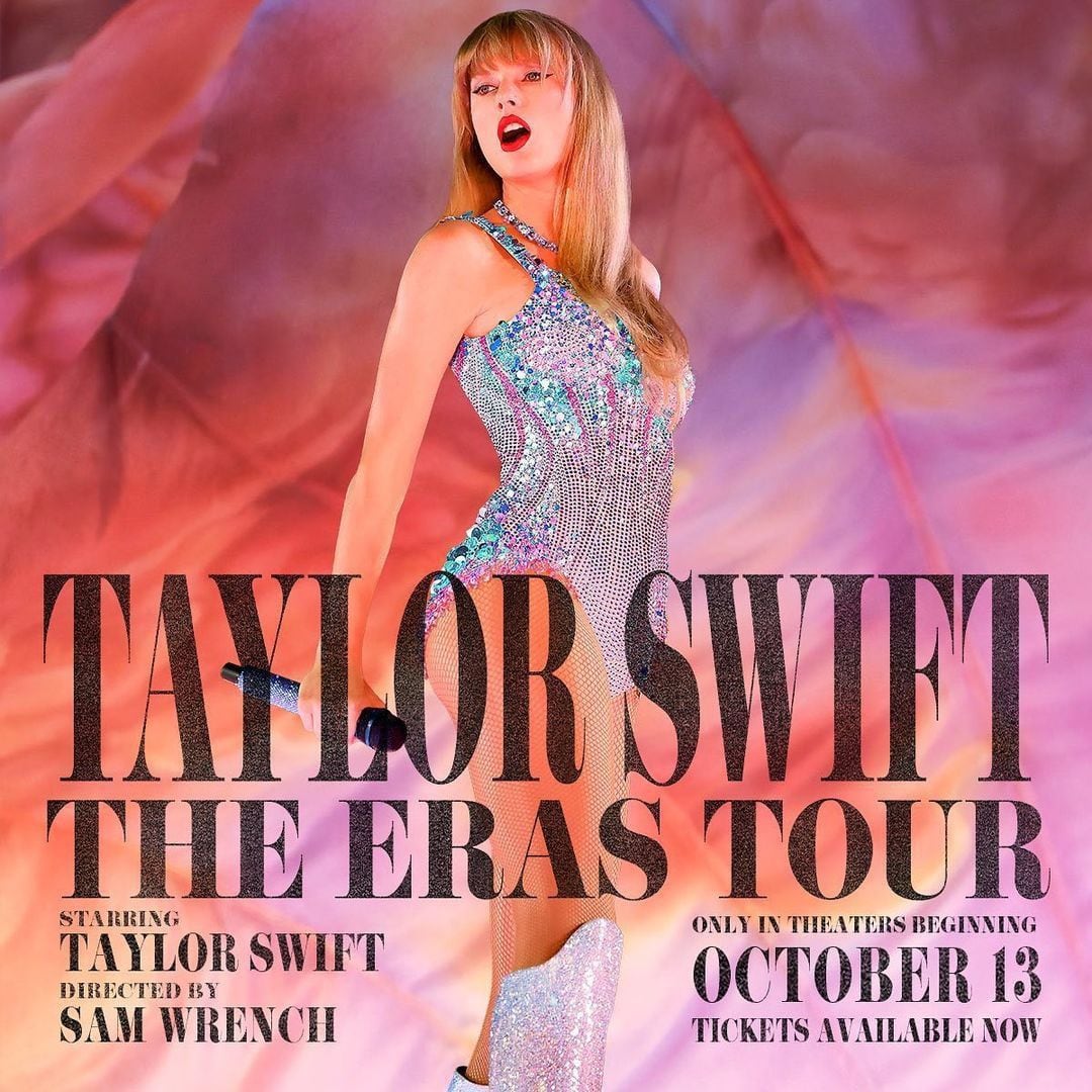 Un cartel de la película "Taylor Swift: The Eras Tour" que destaca la fecha de estreno del 13 de octubre en EE. UU. (Taylor Swift)
