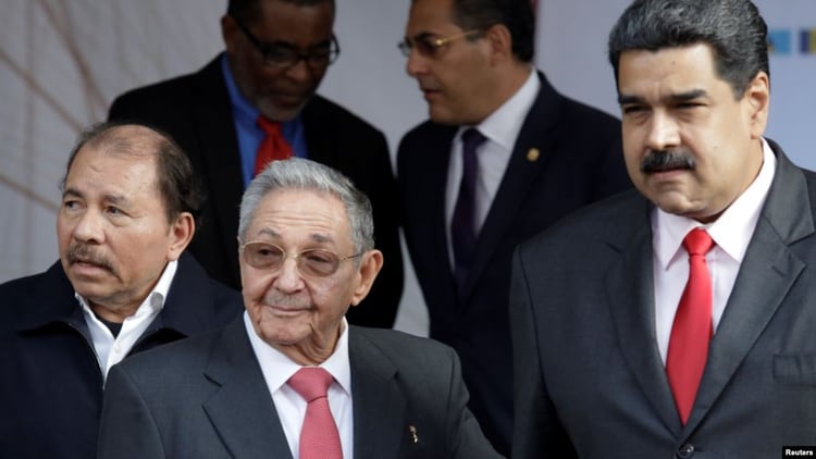Daniel Ortega, Rául Castro y Nicolás Maduro 