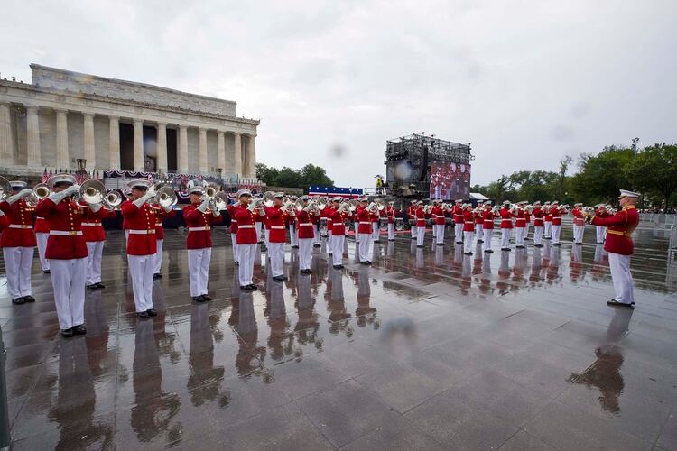 La banda de la Marina de EEUU (AP Photo/Alex Brandon)