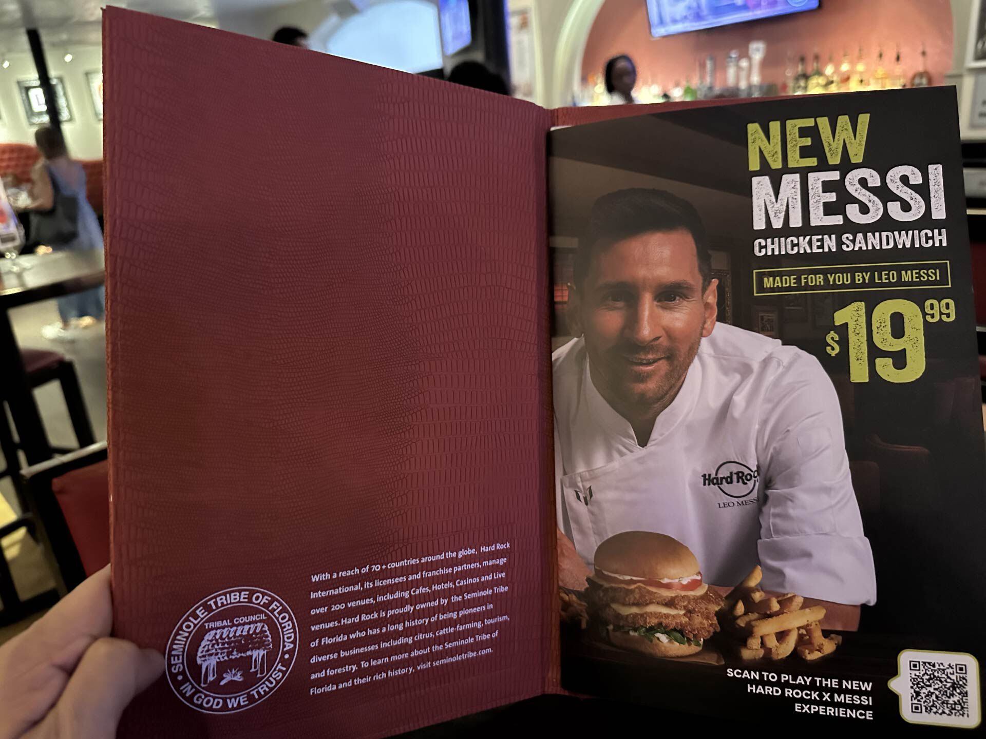 El menú de Hard Rock Cafe con Messi