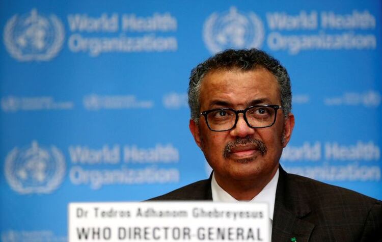 Director General de la OMS, Tedros Adhanom Ghebreyesus, en un rueda de prensa en Ginebra. Feb 28, 2020. REUTERS/Denis Balibouse