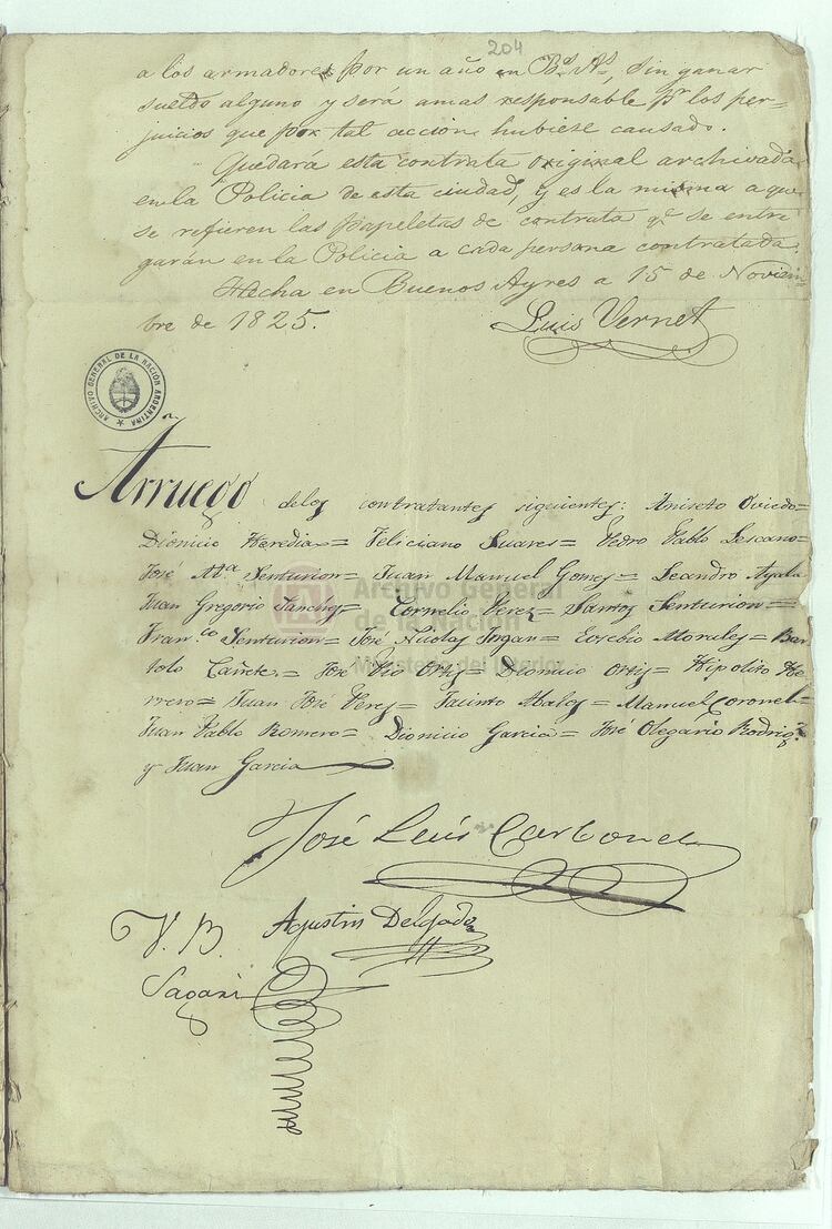 La nÃ³mina de los primeros gauchos en las islas (Archivo General de la NaciÃ³n)