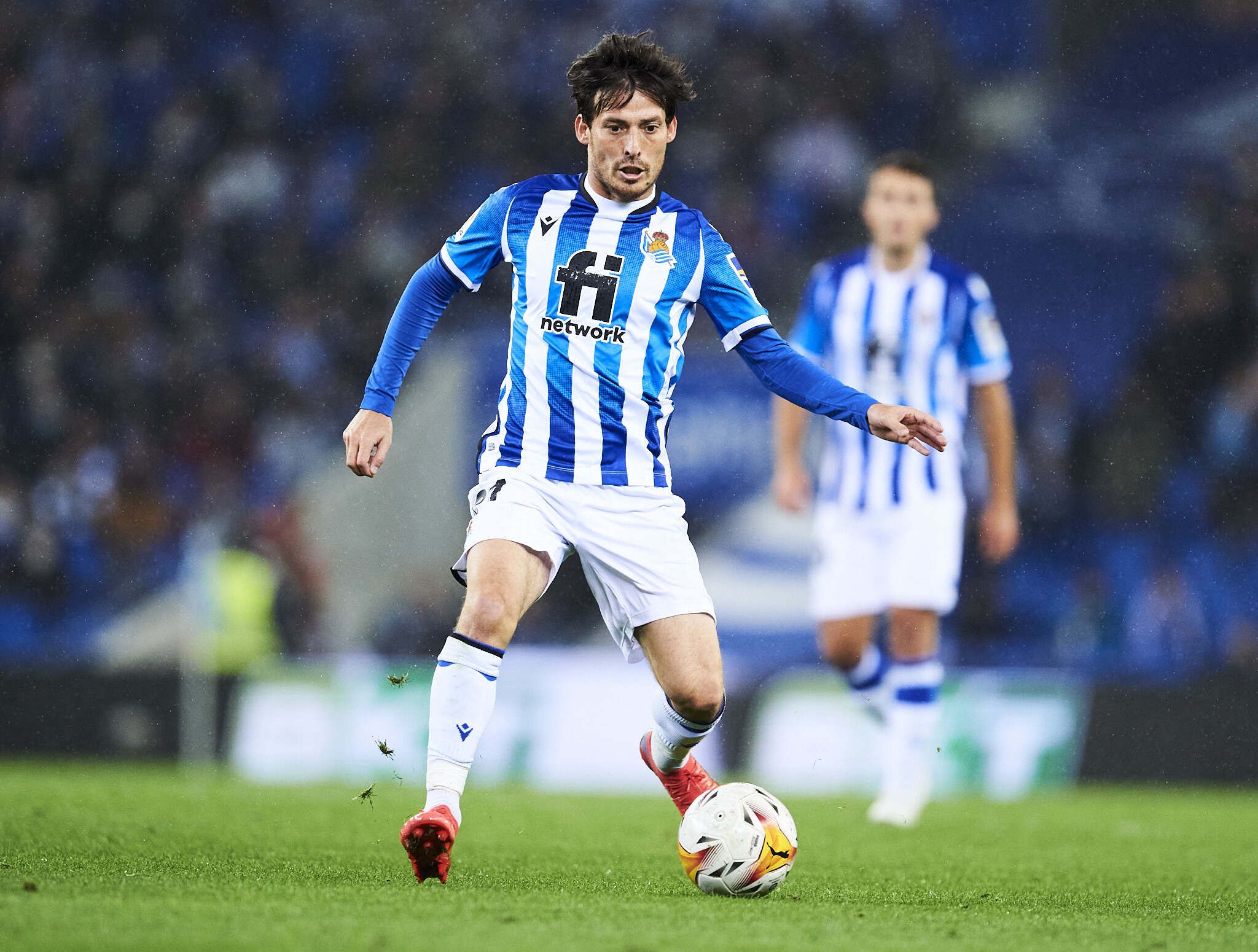 David Silva, en un partido con la Real Sociedad esta temporada.