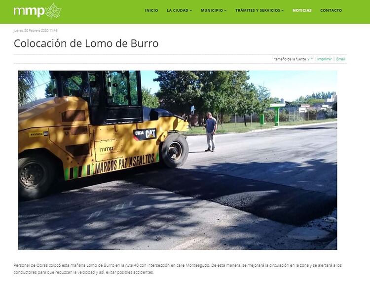 El anuncio de la Municipalidad de Marcos Paz de la instalación de la loma de burro donde se accidentó Braian Toledo
