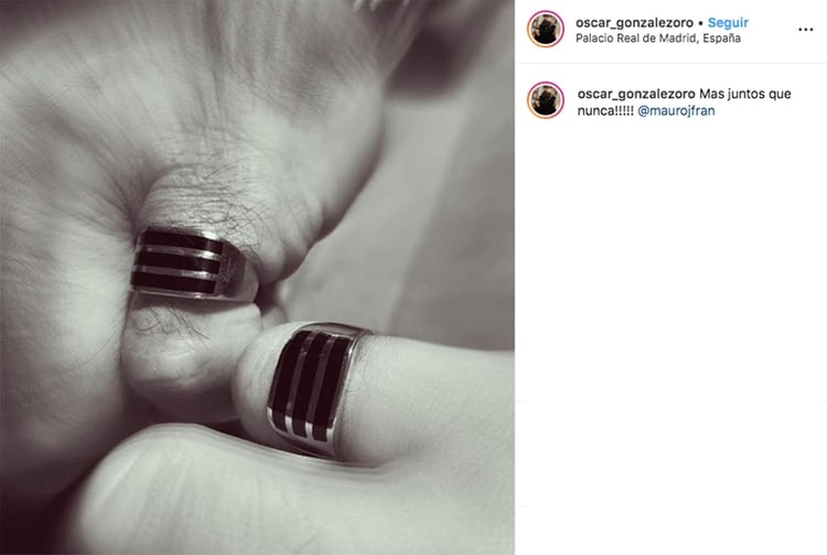 La foto que publicó González Oro con los anillos de compromiso