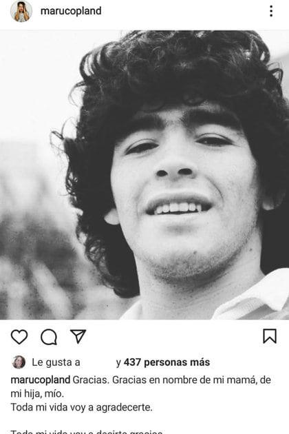 El posteo de Mariana Copland, el día de la muerte de Diego Maradona