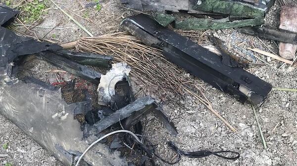 Los restos del drone iraní derribado por Israel luego de que el aparato entrara en su espacio áereo