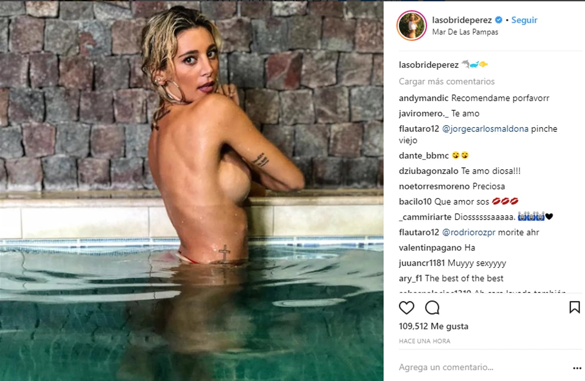 La impactante foto de Sol Pérez en la pileta, a cara lavada y al desnudo -  Infobae