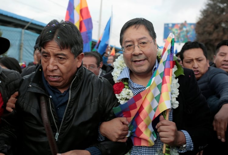 Luis Arce y David Choquehuanca. Foto: REUTERS/Manuel Claure
