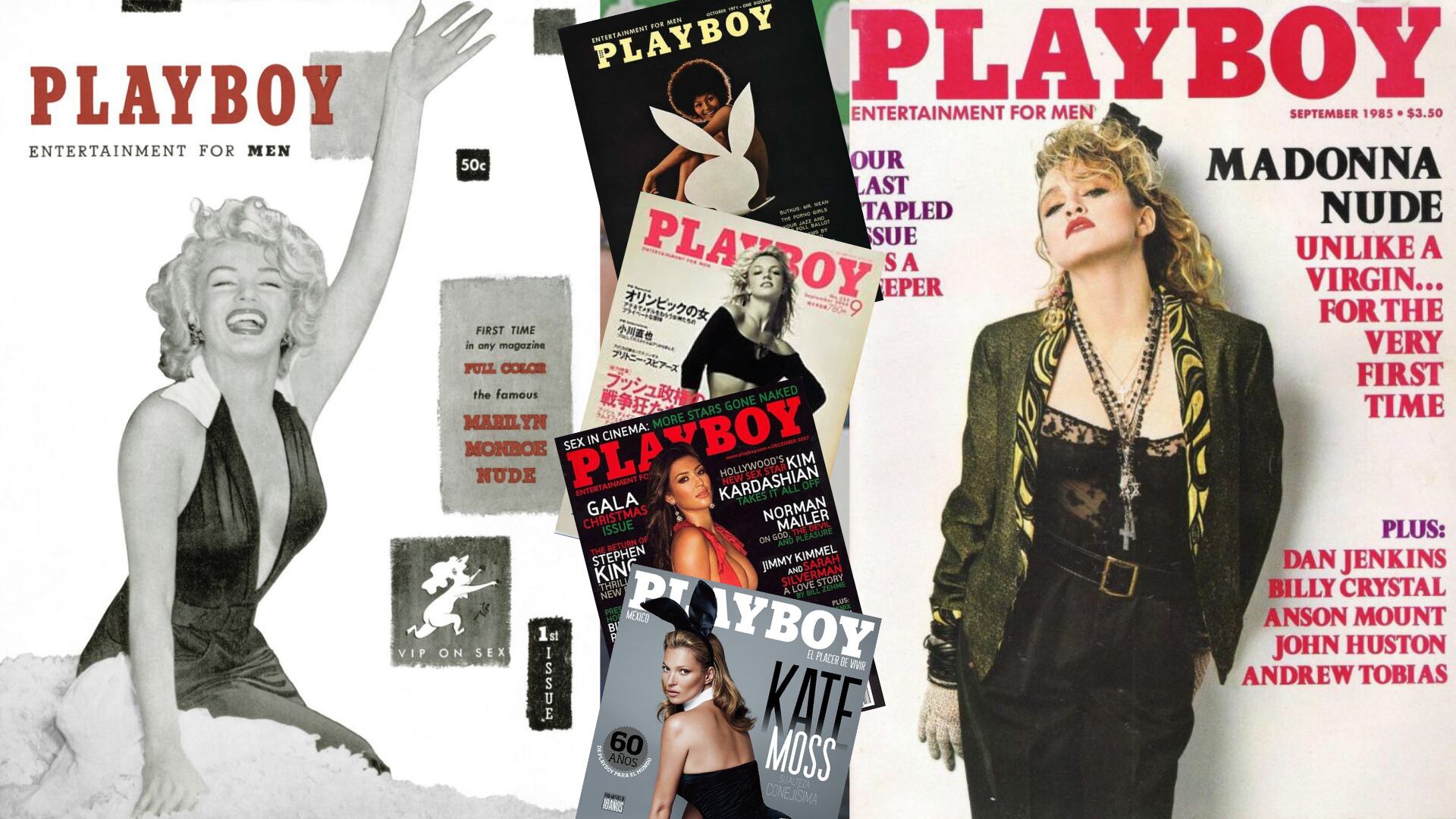 Fotos en collage para nota especial portadas de la revista playboy