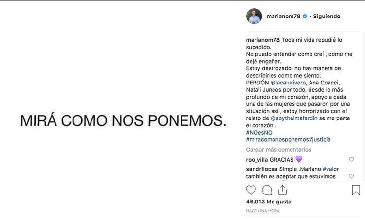 El descargo de Martínez en Instagram.