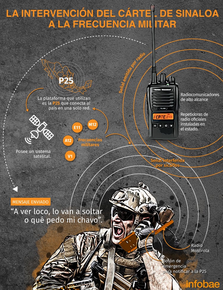 La plataforma de comunicaciones que utilizÃ³ el CÃ¡rtel de Sinaloa fue la denominada P25(InfografÃ­a: Jovani Silva, Infobae)