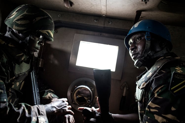 Soldados de Tanzania, miembros de la misión de estabilización de la ONU enviada al Congo (John WESSELS / AFP)