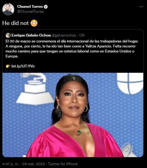 Enrique Galván Ochoa a célébré Yalitza Aparicio lors de la Journée internationale des travailleurs domestiques