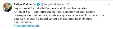 El ex presidente Felipe Calderón fue uno de los que mostró una postura crítica al hecho de que se mostrara esta imagen en un edificio de gobierno. (Foto: Captura de pantalla)