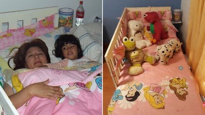 Mamá, María Elena Delgado, e hija hace 12 años. La cama está vacía hoy. 