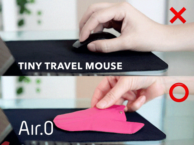 El Air.0 es un ratón que se puede doblar para aplanar y guardar fácil en una maleta.