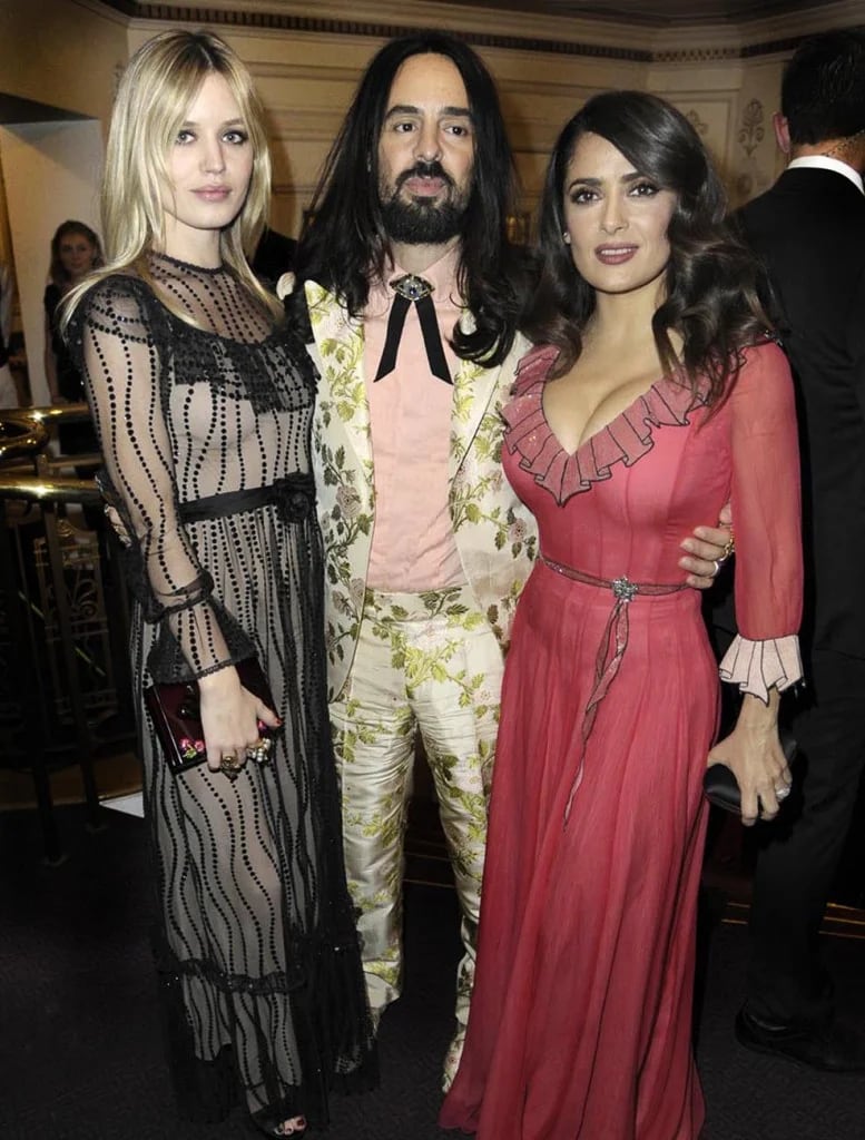 La modelo Georgia May Jagger, Alessandro Michele y Salma Hayek durante los British Fashion Awards , elegido como mejor diseñador del año 2015 (The Grosby Group)