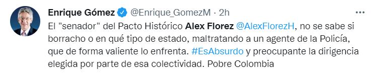 Críticas ante el bochornoso caso que protagonizó el senador Alex Flórez.