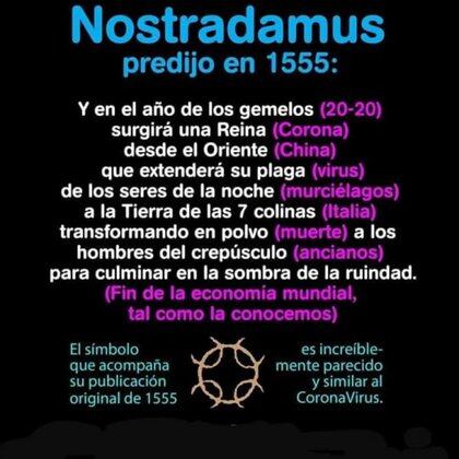 La falsa cita de Nostradamus que probaría que predijo la pandemia de coronavirus