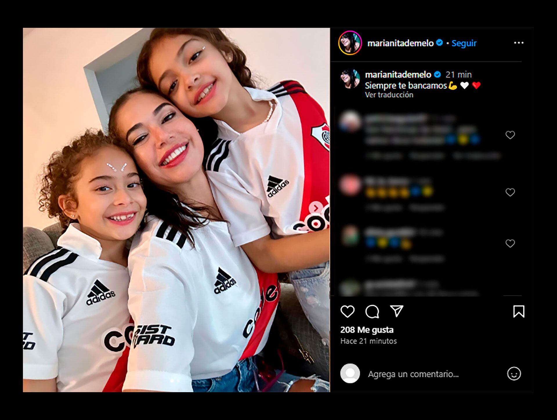 Mariana de Melo junto a sus hijas, hinchas de River Plate, bancaron a su equipo tras perder con Boca Juniors en el Superclásico