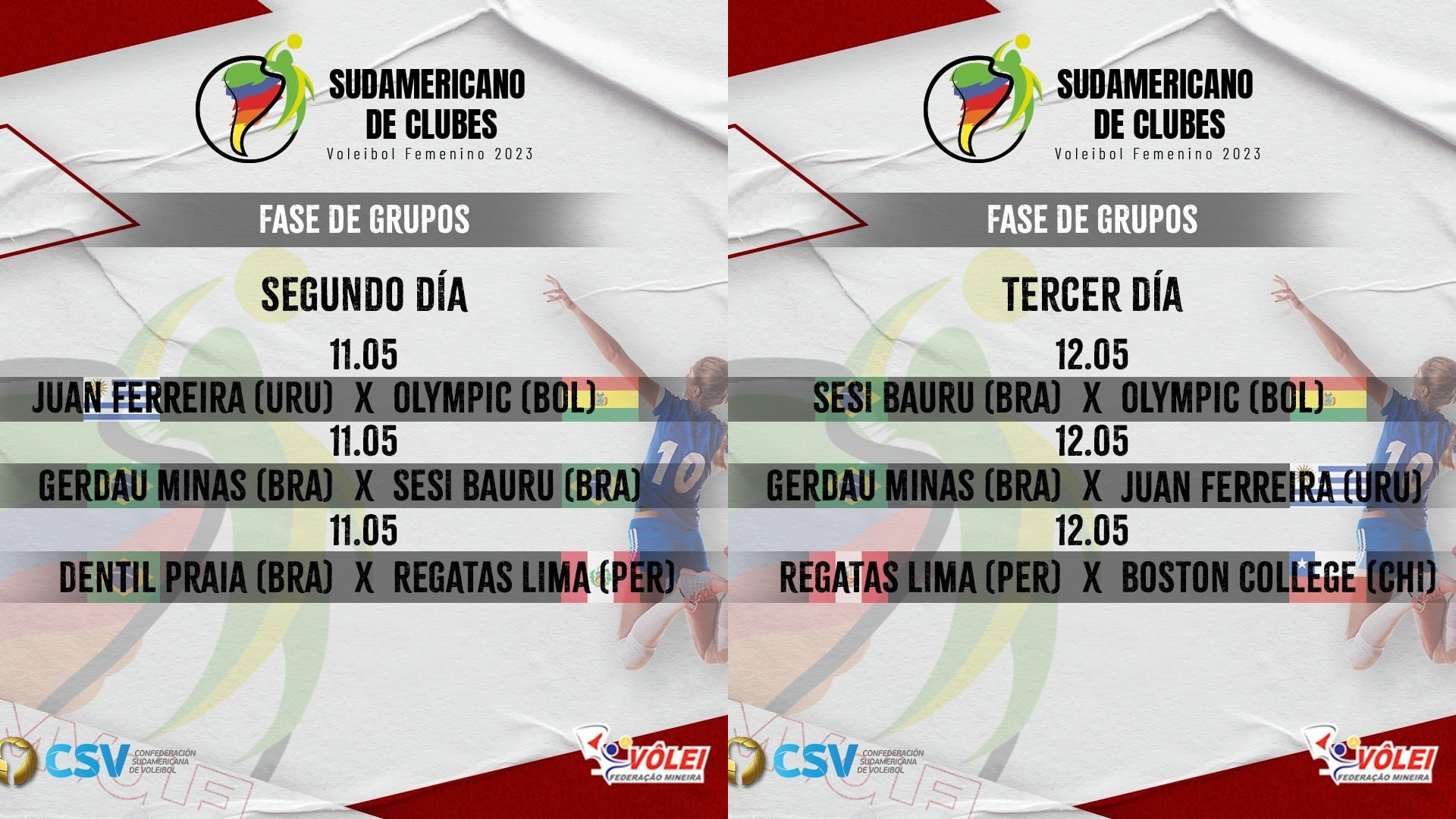 Fixture on how the 2023 South American Club Championship will be played, in which Regatas Lima will participate.  (CSV)