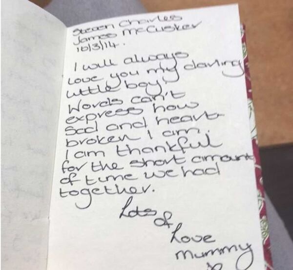 La nota que le escribió Laura Gallazzi a su pequeño niño Steven luego de que muriera