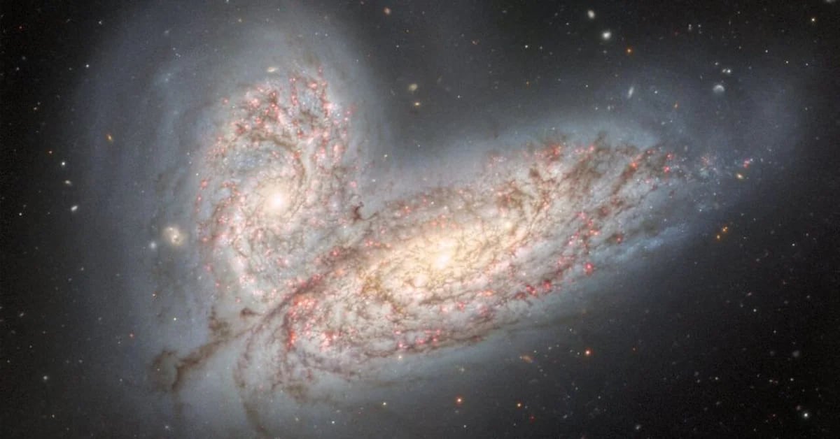 Kosmischer Schmetterling: Dies ist ein spektakuläres Bild, das durch die Kollision zweier Galaxien entstanden ist.