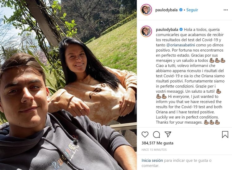 El posteo de Paulo Dybala para contar lo ocurrido