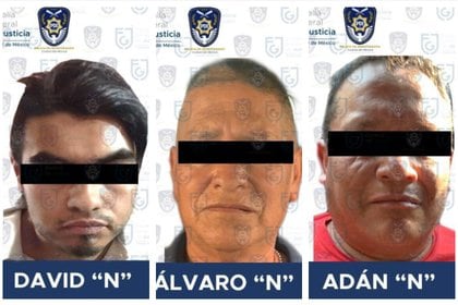 David, Álvaro y Adán fueron detenidos por el crimen de Olivia, presuntamente trabajaban para ella en la construcción de una casa Foto: (Fiscalía CDMX) 