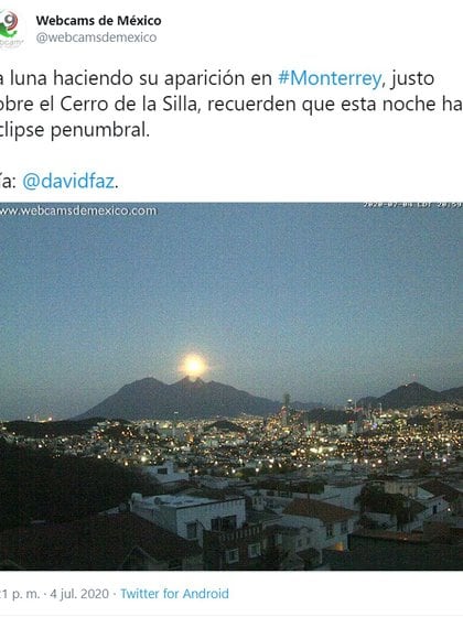 Así registró la luna penumbral el usuario @webcamsdeMéxico