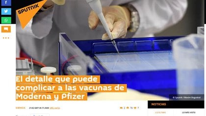 Uno de los títulos de Sputnik News en los que la FAS detectó malware (Sputnik)