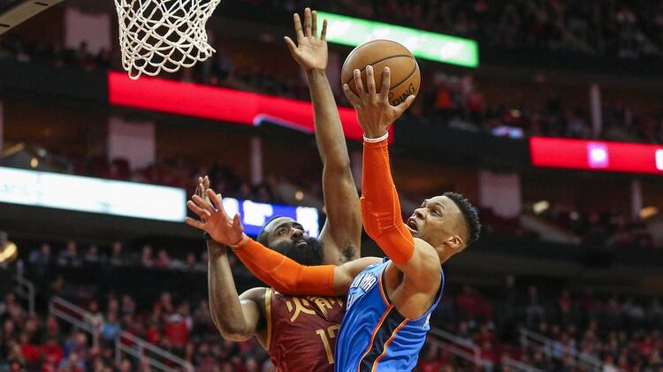 Westbrook y Harden fueron compañeros durante tres temporadas en Oklahoma City Thunder y ahora volverá a juntarse en los Rockets (USA TODAY Sports)