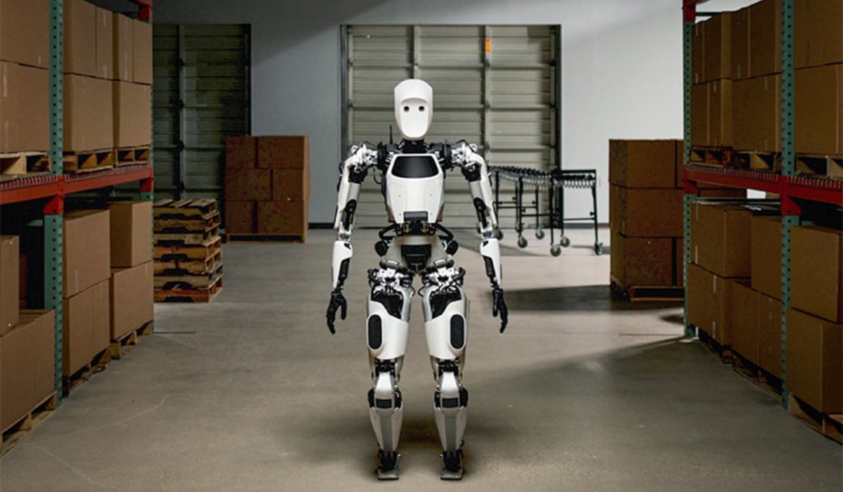 El robot bípedo denominado Apollo viene diseñado para realizar tareas manuales repetitivas y de baja complejidad. (Apptronik)