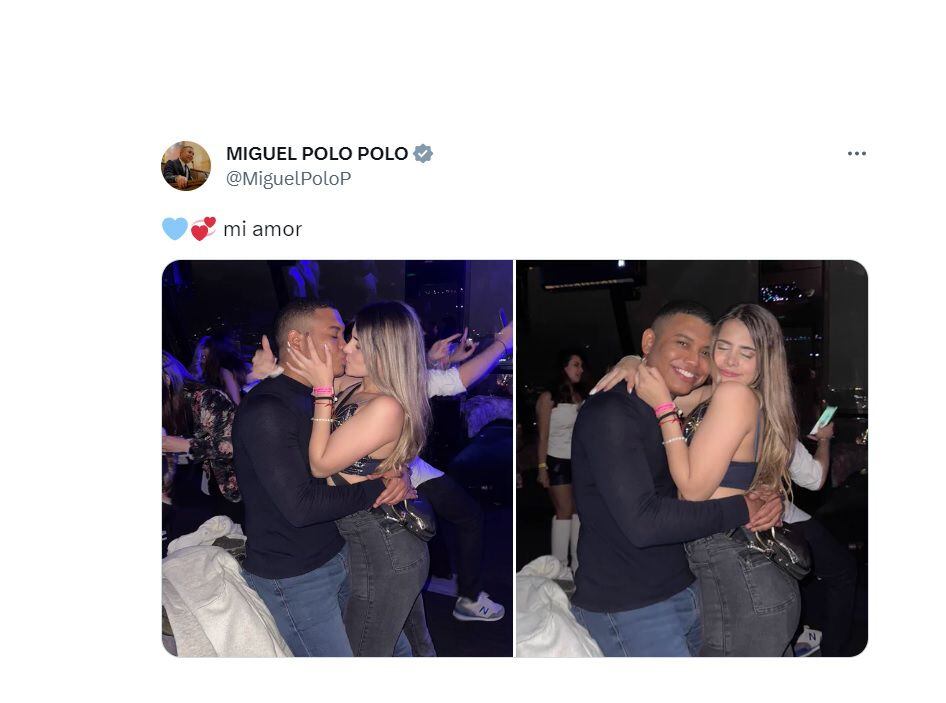 Publicación de Miguel Polo Polo con una mujer que lo besa apasionadamente. (Captura de pantalla)