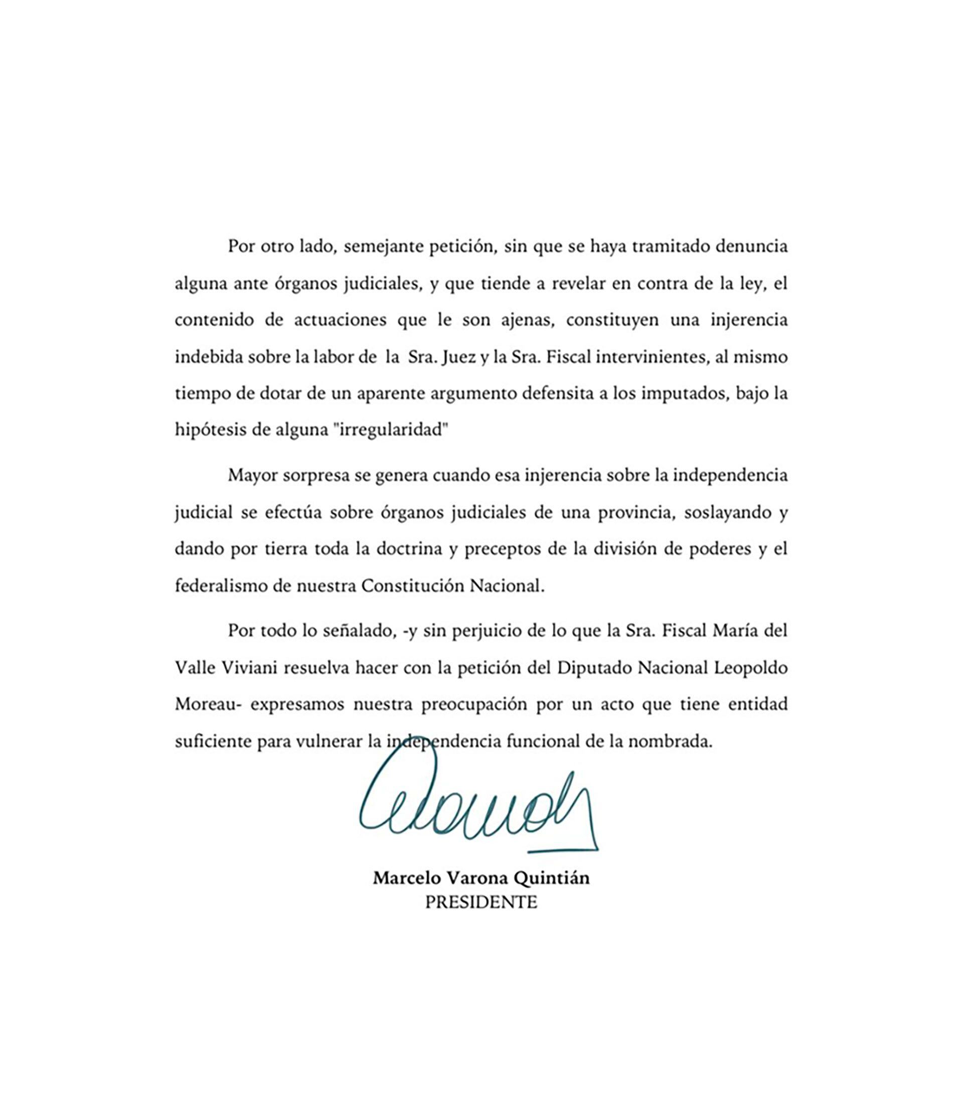 Parte del comunicado de la Asociación Argentina de Fiscales (AAF) en apoyo a la jueza María Eugenia Maiztegui y la fiscal María del Valle Viviani. 