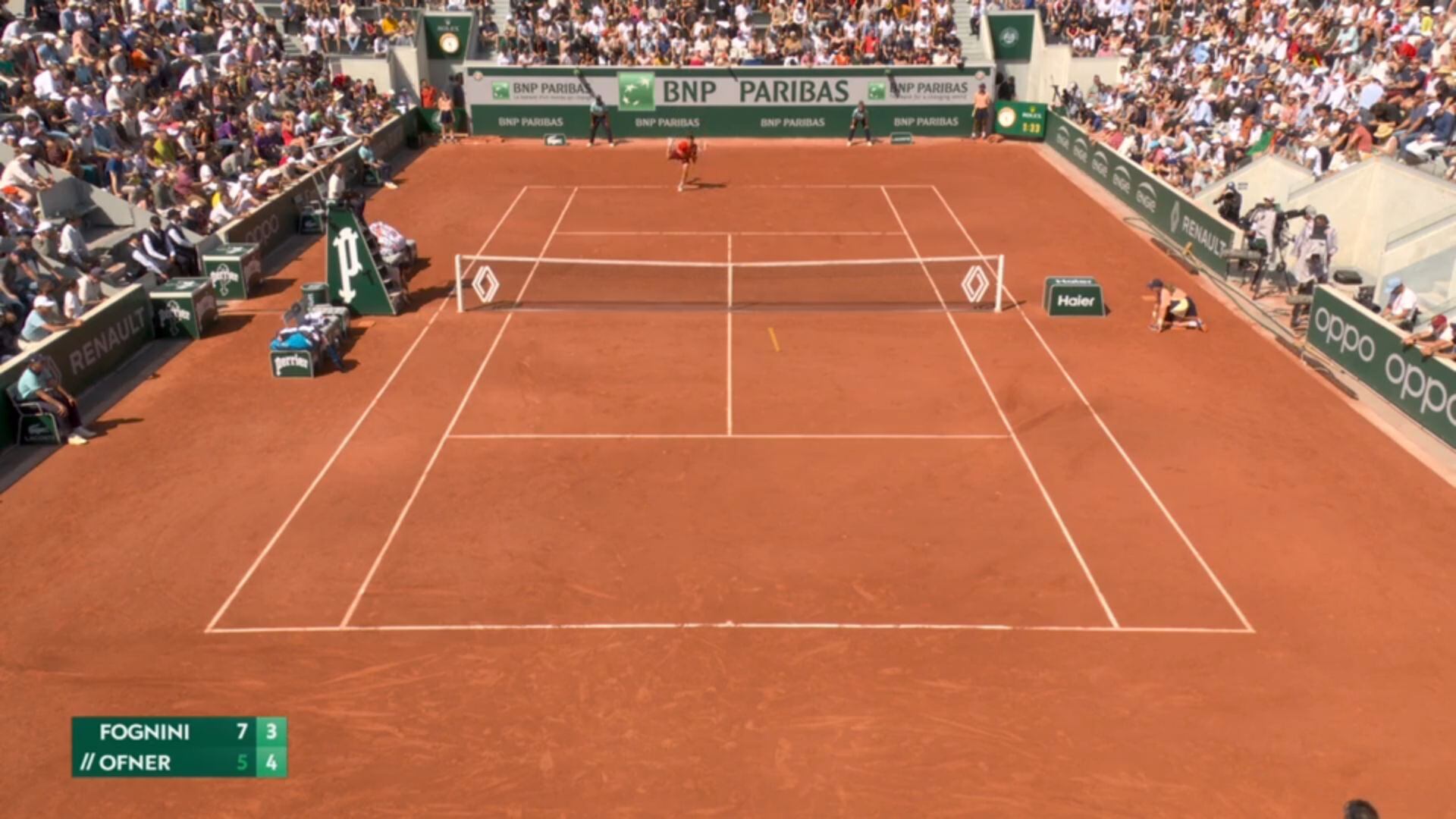Fognini and Ofner have been playing the second set of their match.  (Photo: Capture Star Plus)