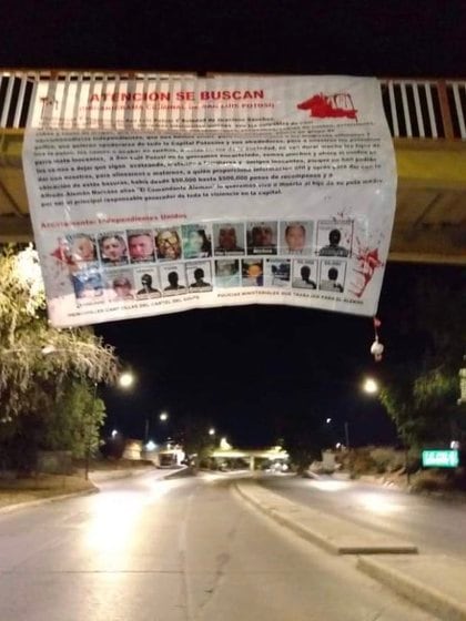 Since the middle of last year the CDG hung narcomantas against the CJNG (Photo: Twitter @ vigilantehuaste)