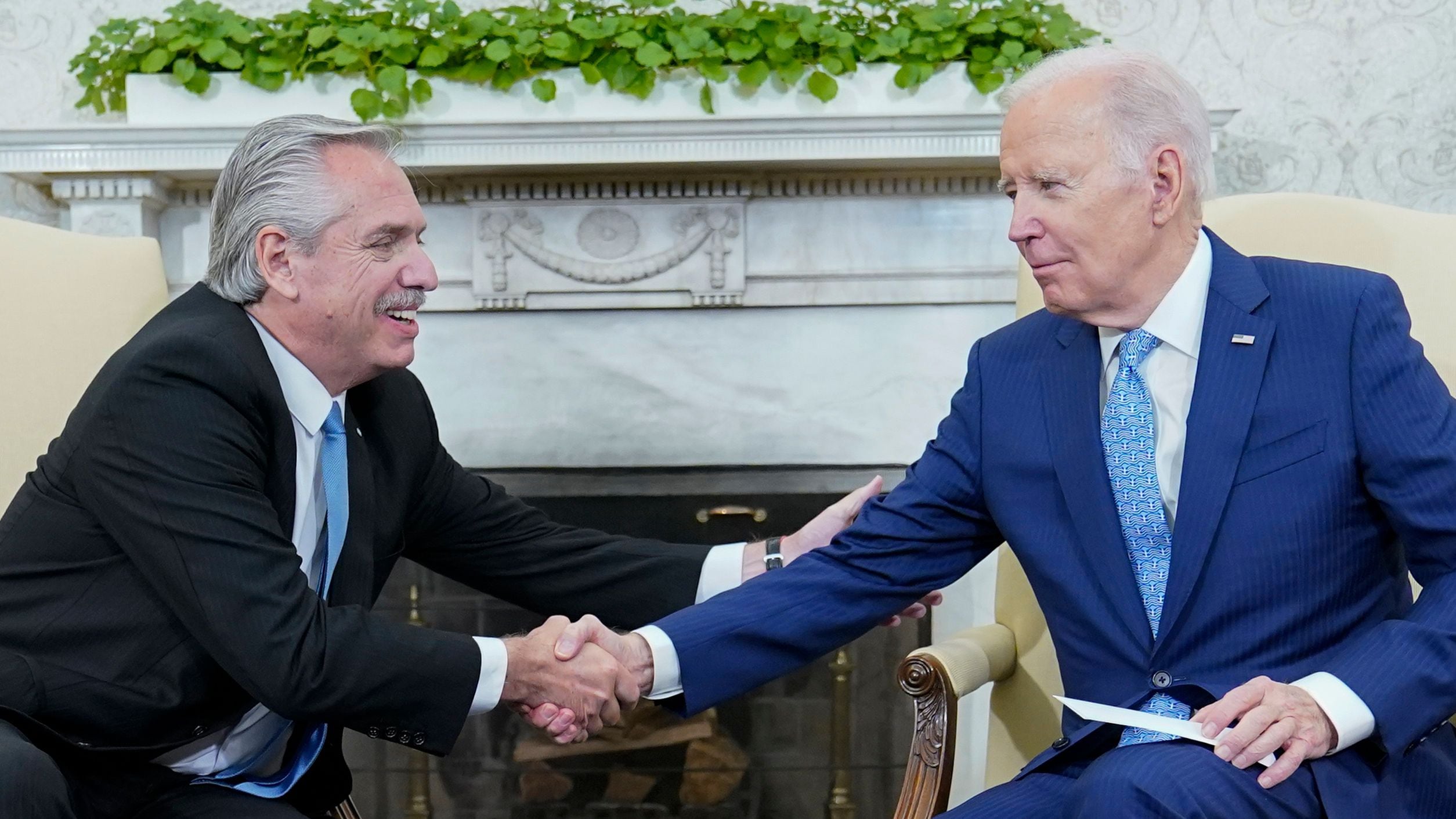 Alberto Fernández y Joseph Biden durante su encuentro oficial en la Casa Blanca