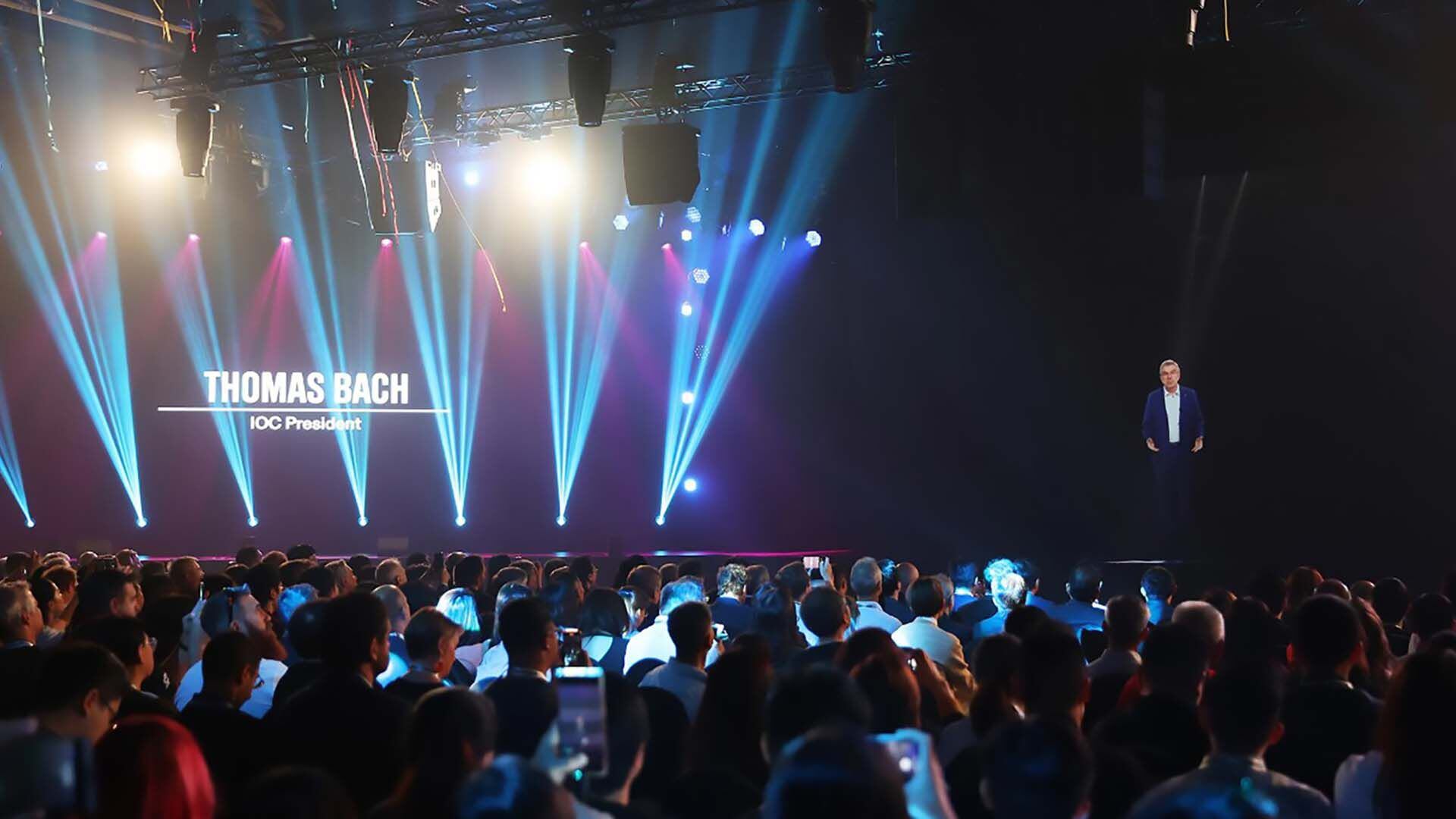 Thomas Bach, presidente del COI, en la ceremonia de apertura de la Semana Oli?mpica de eSports 2023 en Singapur
