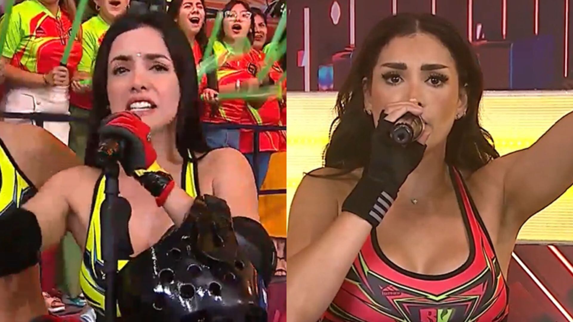 Rosángela Espinoza y Michelle Soifer se enfrentaron en plena transmisión de 'Esto es Guerra'. Captura/América TV