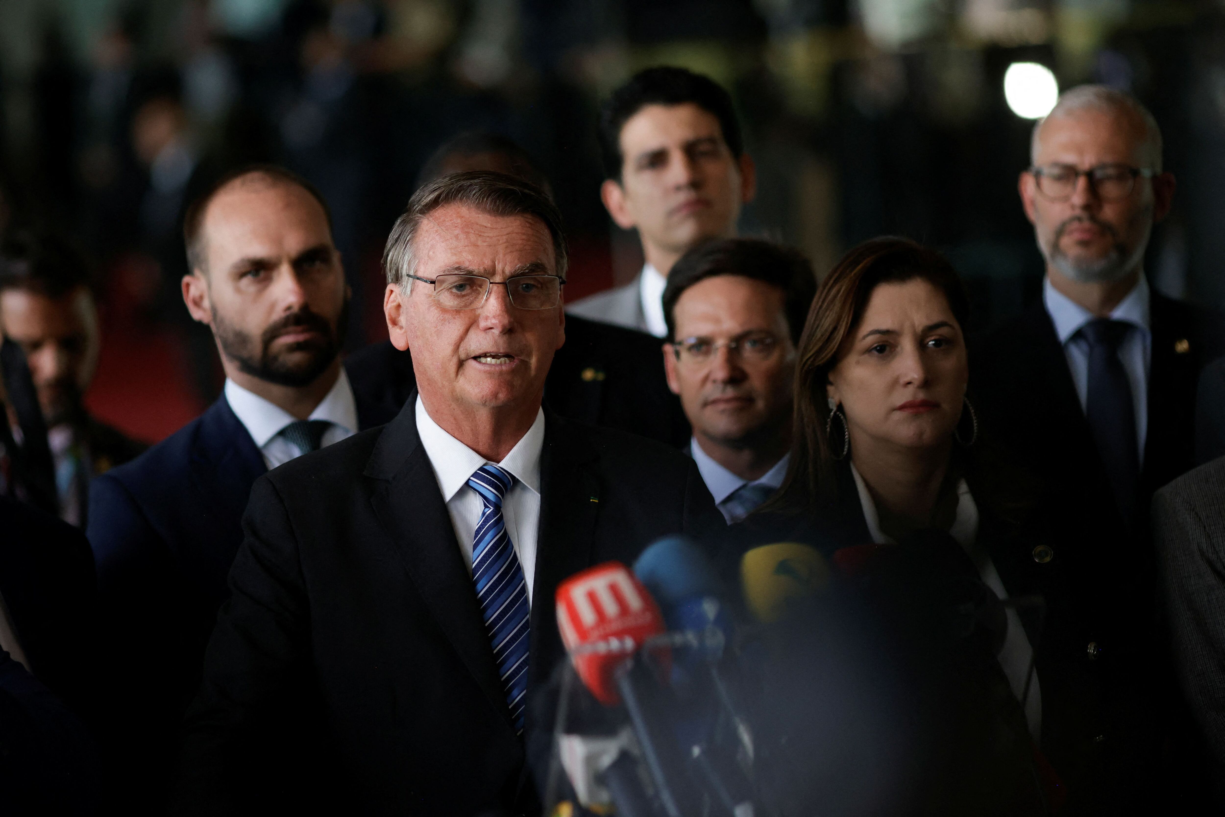Jair Bolsonaro durante la conferencia que brindó en el Palacio de la Alvorada (REUTERS/Adriano Machado)